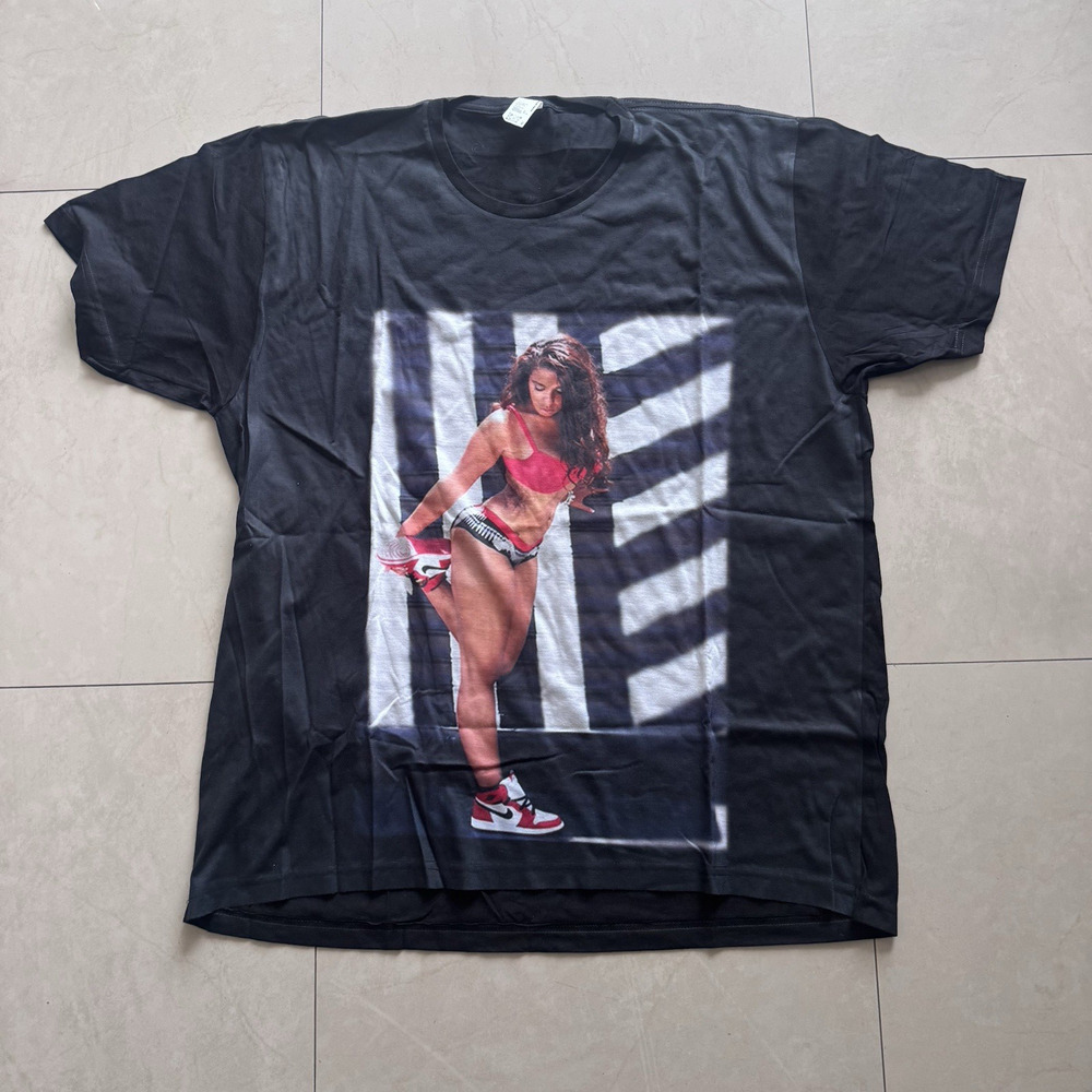 American Apparel Men’s Graphic T-Shirt Sneaker Girl Black XXL Streetwear